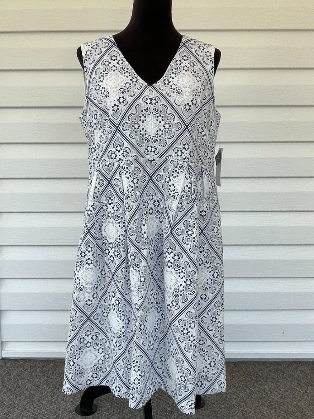 NWT Sandra Darren Lace Sleeveless V-Neck Printed Dress 10